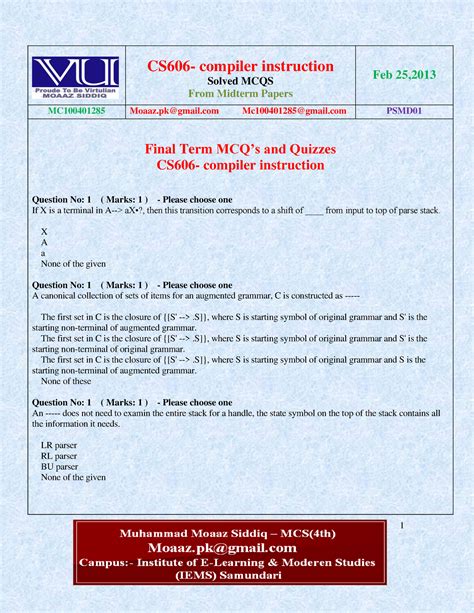 Cs Final Term Mcqs Solved With References By Moaaz Vustudy Cs