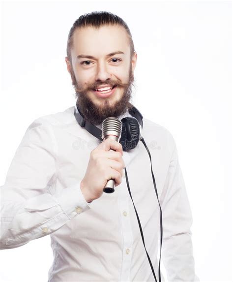 Man With Microphone Stock Image Image Of Expression