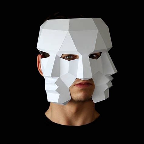 Three Face Mask Make This Mask Yourself With This Template Etsy Uk Cardboard Mask Mask