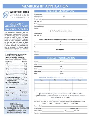 Fillable Online MEMBERSHIP APPLICATION Whittier Chamber Fax Email