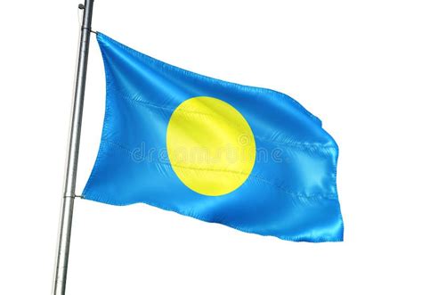 Palau National Flag Waving Isolated On White Background Realistic D