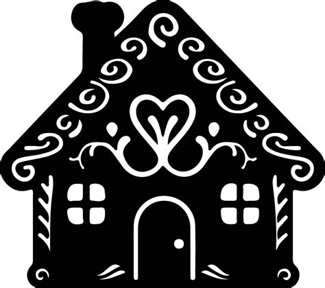 Gingerbread House Black Silhouette Vector Art At Vecteezy