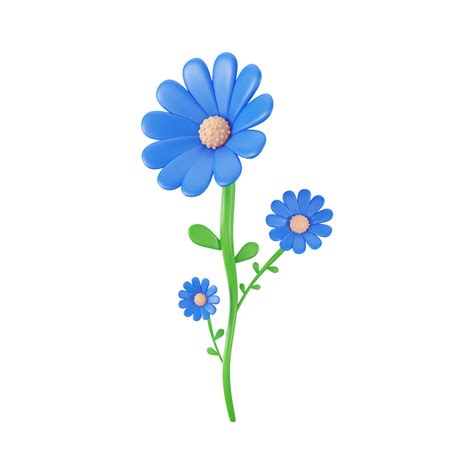 3d Render Of Flowers With Leaves Element In Blue And Green Color 23340041 Png