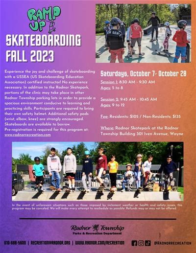 Radnor Township Parks And Recreation Fall Skateboarding Clinics