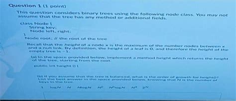 Solved Question 1 1 ﻿point This Question Considers Binary