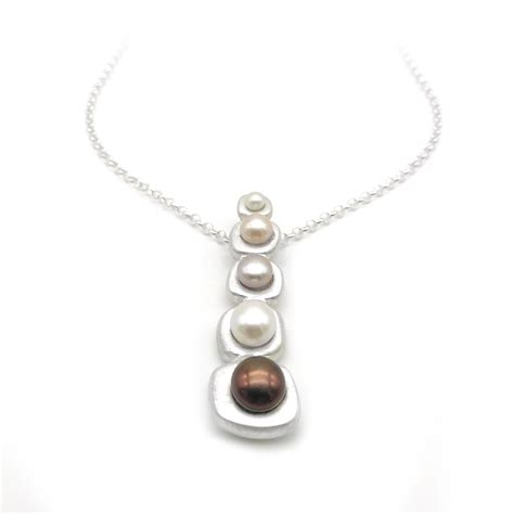 Waterfall Design Silver Pearl Necklace Aries Artistic Jewelry