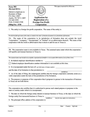 Form 301 General Information - Texas Secretary Of State - Sos State Tx ...