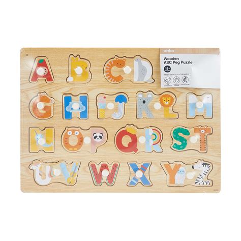 Wooden Alphabet Peg Puzzle Kmart