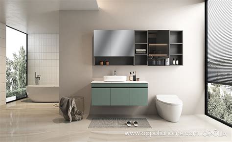 Mint Green Floating Vanity With Vessel Sink Oppolia