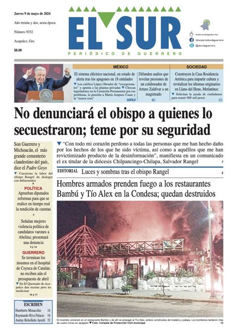 El Sur Peri Dico De Guerrero Portada De Este De Mayo De El Sur