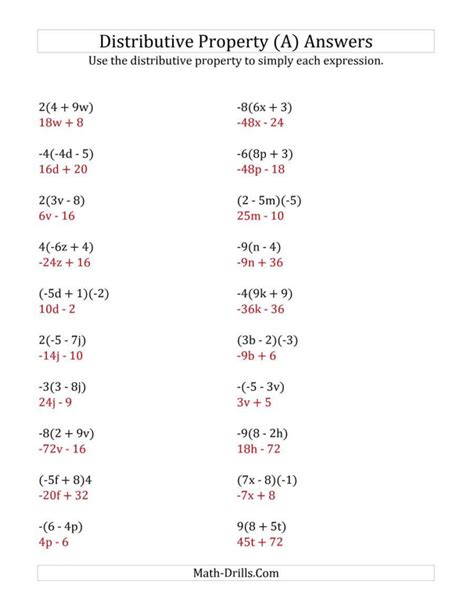 The Distributive Property Worksheet Answers