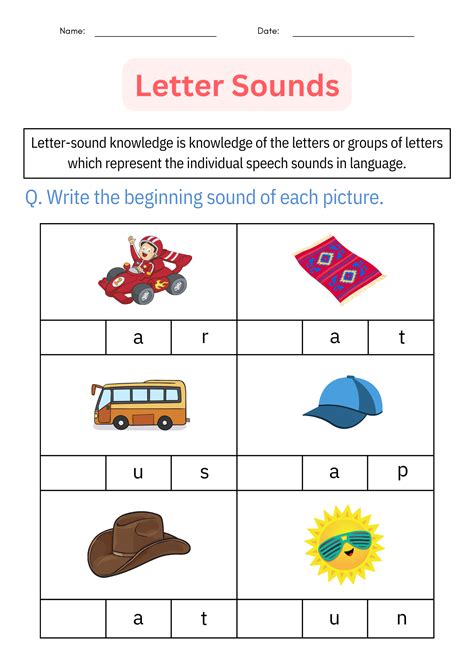 Printable Matching Beginning Letter Sounds Worksheet And Activities For