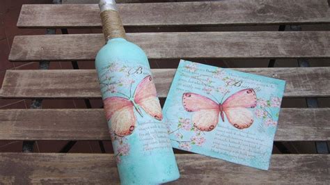 Reciclar Una Botella De Vino Con Decoupage Y Glitter Youtube