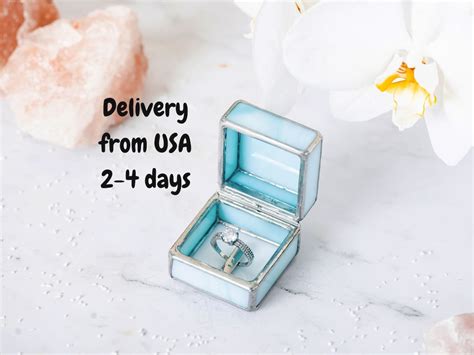 Proposal Ring Box In Light Blue Color Engagement Ring Holder Sky Blue