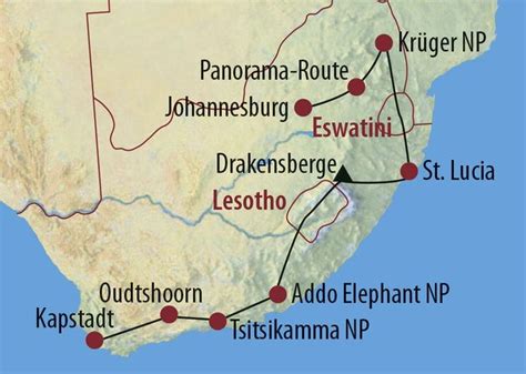 A Map Of The Route For South Africa