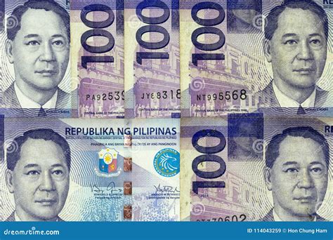 Currency Banknotes Spread Across Frame Philippines Peso Stock Image ...