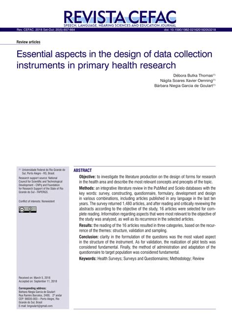 Pdf Essential Aspects In The Design Of Data Collection Instruments In