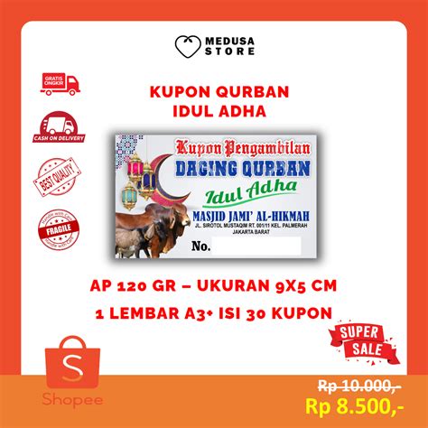 Jual Kupon Qurban Idul Adha Kartu Pengambilan Daging Kurban Shopee