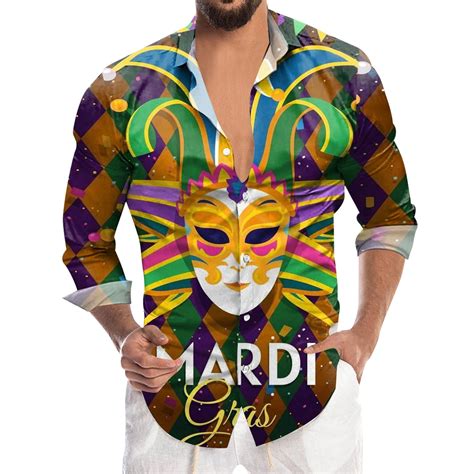 Fandaniv Smart Shirts For Men Carnival Fashion D Printed Long Sleeve