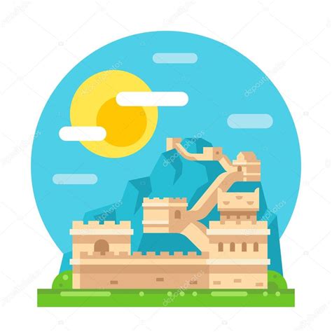 Great Wall Of China Flat Design — Stock Vector © Narak0rn 83462914