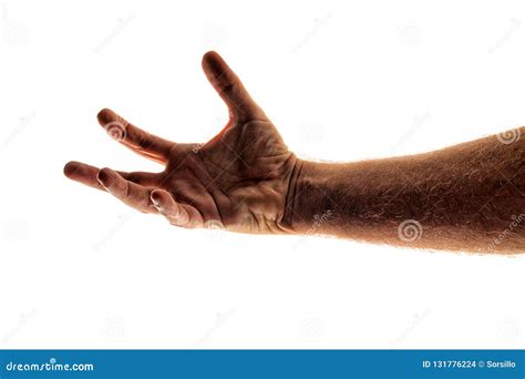 Man`s Arm Reaching Out As If Trying To Grab At Somethings Against