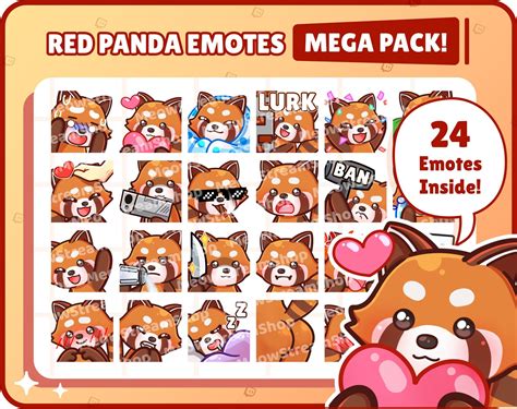 Twitch Emote Cute Red Panda Mega Pack Emotes 24 Emotes Ready To Use