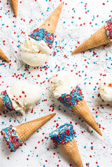 Sprinkle Dipped Red, White + Blue 4th of July Ice Cream Cones - The Sweetest Occasion