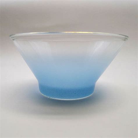 Blendo Blue Frosted Glass Bowl 5 1 2 Mid Century Modern Glass Bowl Modern Dinnerware Bowl