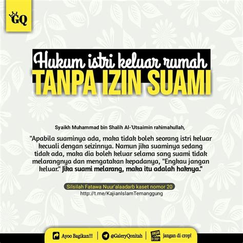 Hukum Istri Keluar Rumah Tanpa Izin Suami