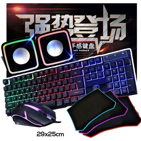 Ripley COMBO GAMER 4 EN 1 ECONÓMICO TECLADO MOUSE LED PARLANTE LUCES PAD