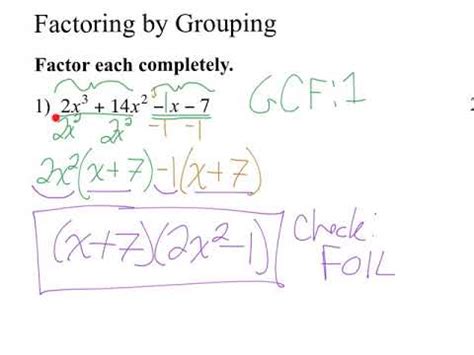 Notes Factoring By Grouping Ex Youtube