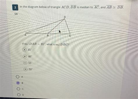 Free In The Diagram Below Of Triangle Acd Db Is The Median To Ac Ab