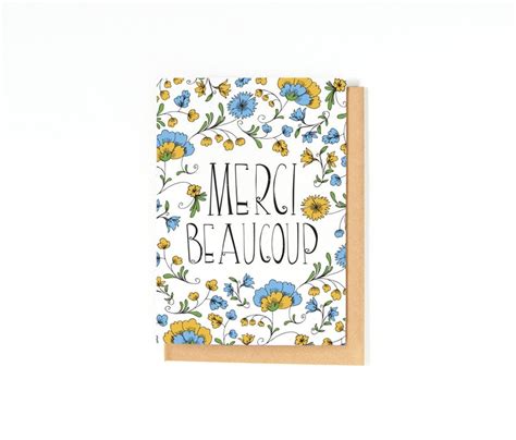 Thank You Card Merci Beaucoup Card Wedding Thank You Card Etsy