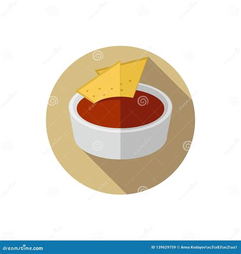 Flat Design Salsa with Tortilla Chips Stock Vector - Illustration of guacamole, chips: 139629759