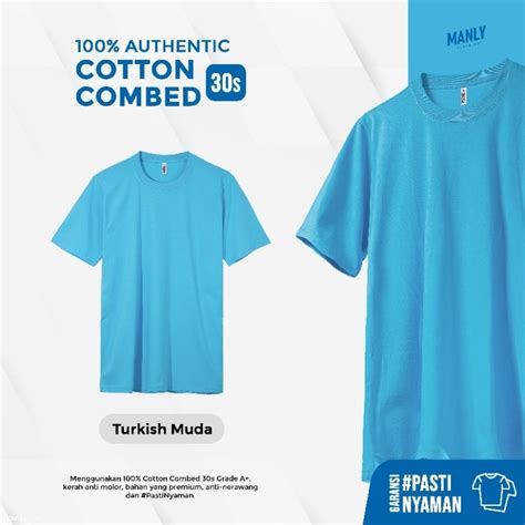 Jual Manly Kaos Turkis Muda Polos Premium Combed S Shopee Indonesia