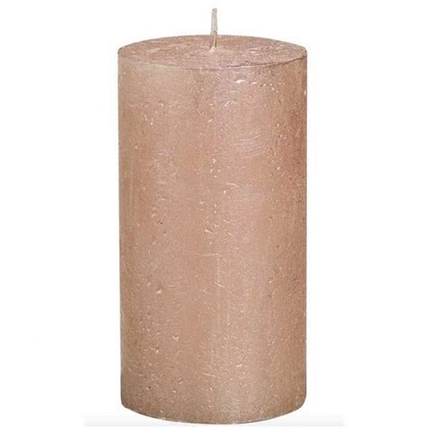 Metallic Pillar Candle Rose Gold Candles From Decor Trader Ltd Uk