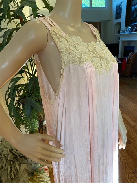 Vintage 192030s Pink Silk And Lace Nightgown Etsy