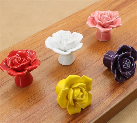 16 Vintage Ceramic Colorful Floral Knobs Drawer Knobs Etsy