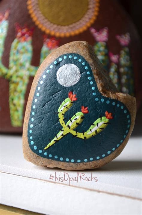 Painted Rock Cactus Decor Cactus Lovers Cactus T Hand Painted