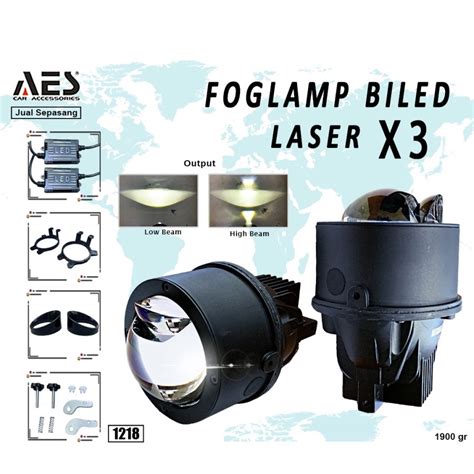 Jual Foglamp Projector Biled AES Q8 LASER Hi Loo 45 Watt Shopee Indonesia