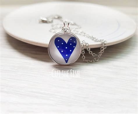 Blue Heart Pendant Blue Heart Necklace Blue Heart Jewelry Art Jewelry ...