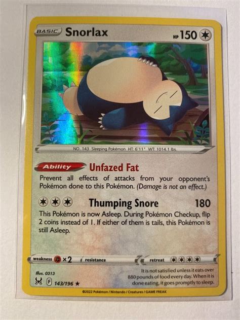 Pokemon Snorlax 143 196 Holo Lost Origin EN Kaufen Auf Ricardo