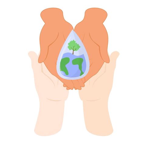 Premium Vector Two Pairs Hand And Water Drop Tree Earth