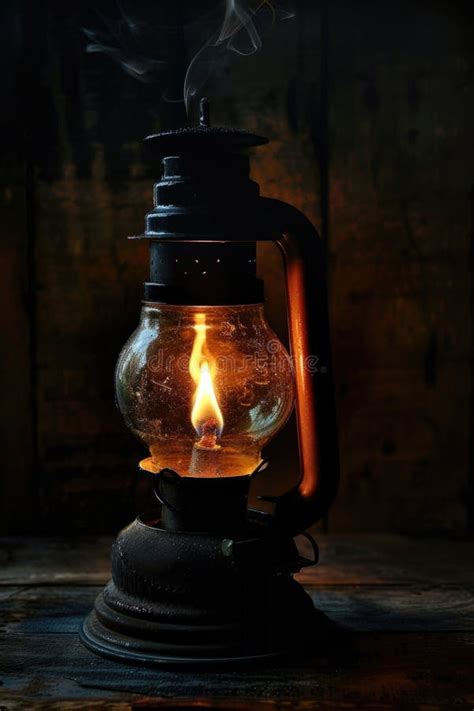 An Old-fashioned Oil Lamp with Smoke Emitting from the Chimney Stock ...