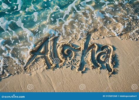 Aloha Written In The Sand On A Tropical Beach Stock Photo Image Of