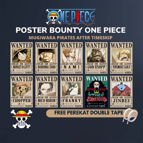 Jual Poster Bounty One Piece Terbaru 1 Set Kru Komplit Mugiwara Ukuran