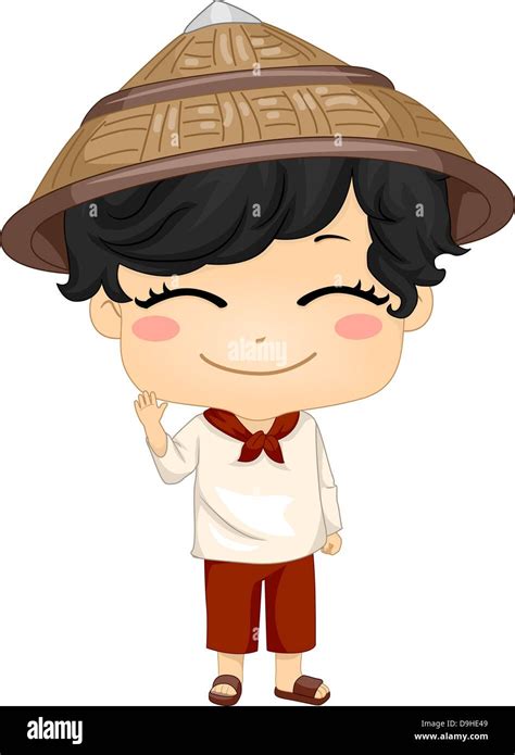 Illustration Of Cute Little Filipino Boy Wearing Traditional Costume