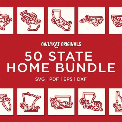 All 50 States Outline Svg Bundle United States Svg Us Etsy Hong Kong