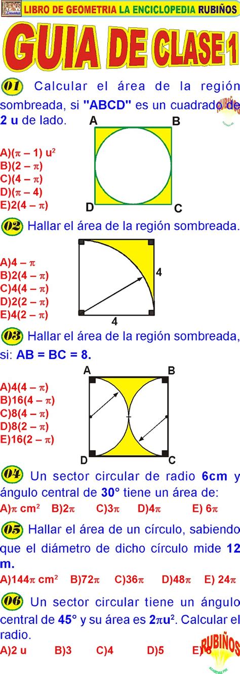 Areas De Regiones Circulares Ejercicios Resueltos Pdf