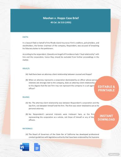 Case Brief Examples How To Create Format Pdf